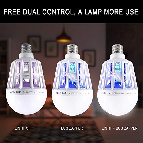 2 Pack Bug Zapper 2-in-1 Mosquito Light Bulbs Electronic Insect & ...