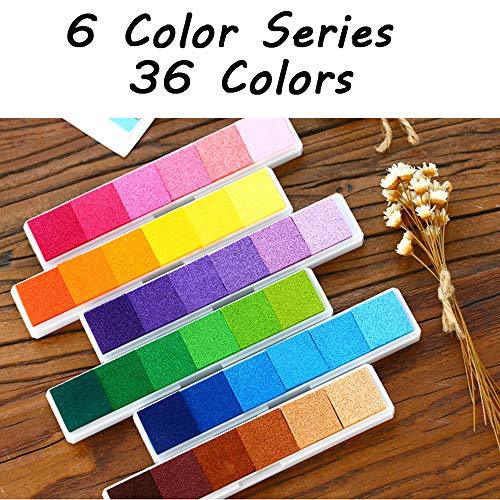Aphlos Craft Ink Pad Stamps DIY Color, 36 Colors Rainbow Finger In...