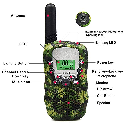 Kids Walkie Talkie Wireless Two Ways Radio Toy T-388 Long Distance...