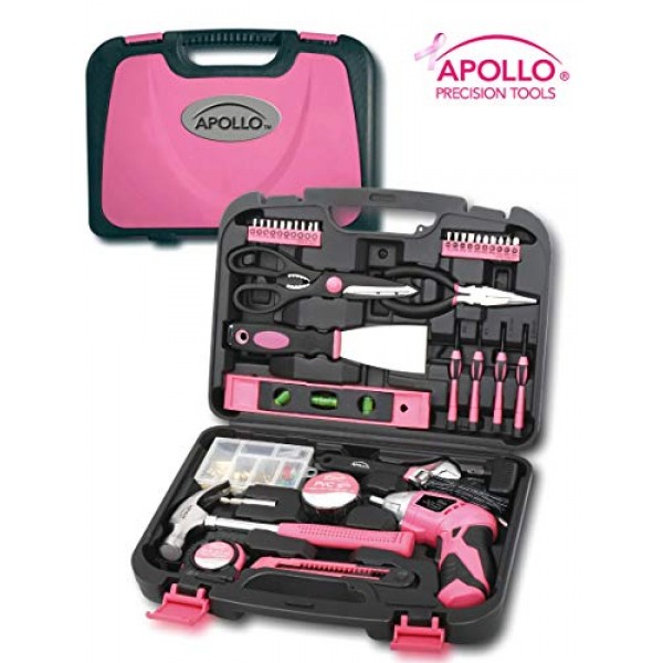 135 Piece Household Tool Kit Pink with Pivoting Dual-Angle 3.6 V L...