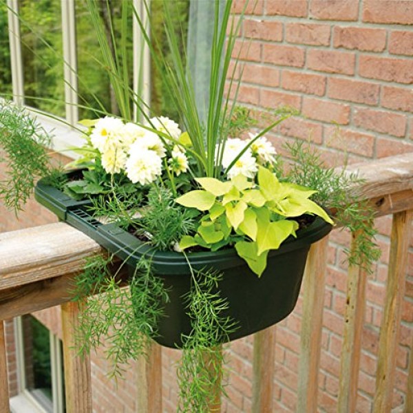 Apollo Adjustable Railing Planter, Double-Sided Green, 16 inches