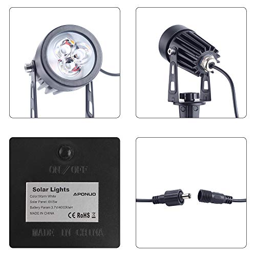 APONUO Solar Spotlights Landscape Lights Low Voltage Outdoor Solar...