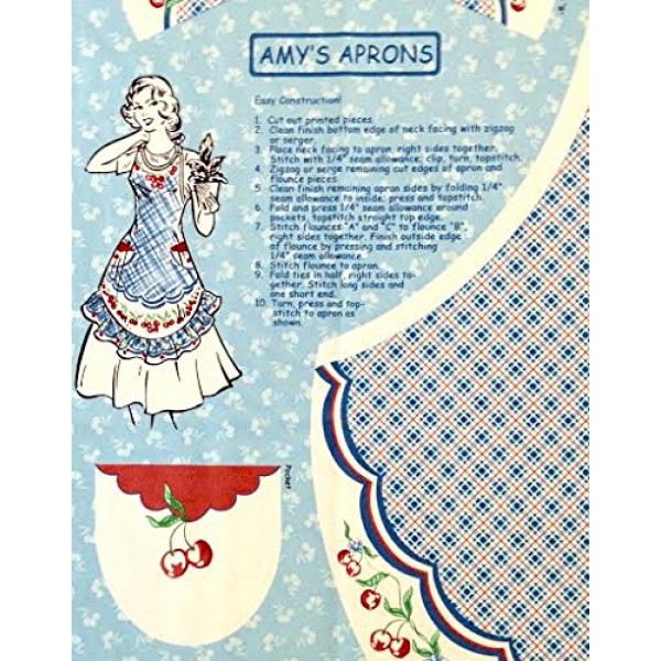 Easy Cut and Sew Adorable Apron Kit - Retro StyleCherry Red 35...