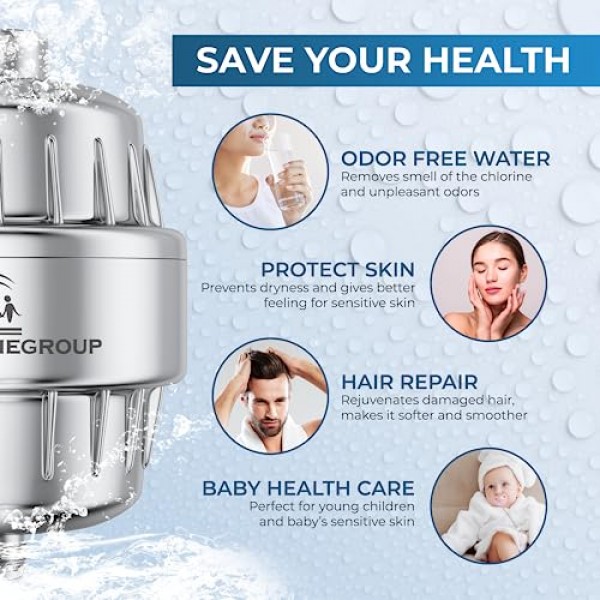 AquaHomeGroup 20 Stage Shower Filter with Vitamin C E for Hard Wat...