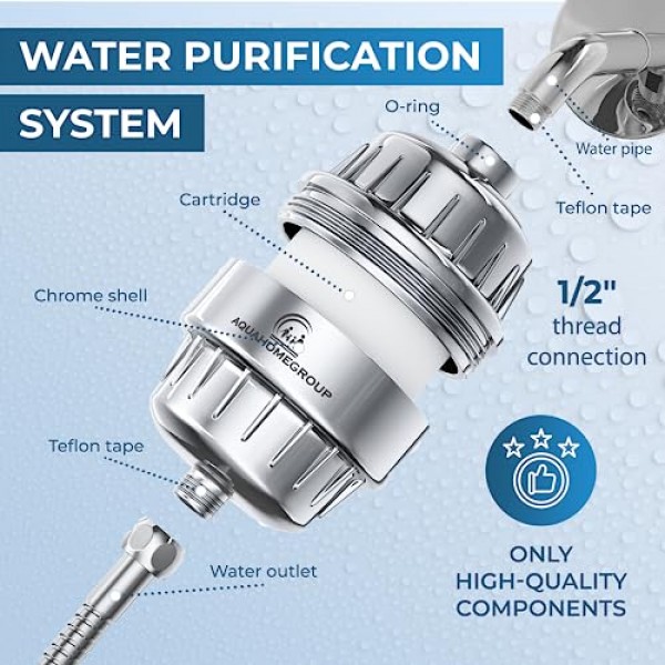 AquaHomeGroup 20 Stage Shower Filter with Vitamin C E for Hard Wat...