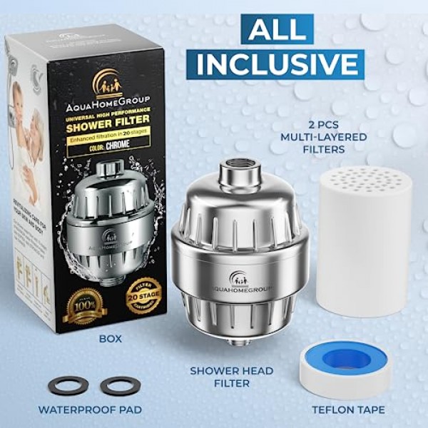 AquaHomeGroup 20 Stage Shower Filter with Vitamin C E for Hard Wat...