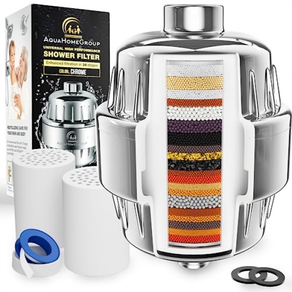 AquaHomeGroup 20 Stage Shower Filter with Vitamin C E for Hard Wat...