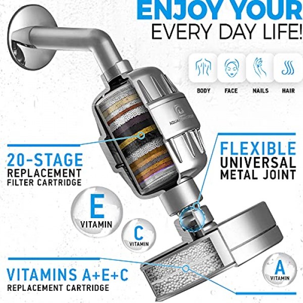 AquaHomeGroup Luxury Filtered Shower Head Set 20 Stage Shower Filt...