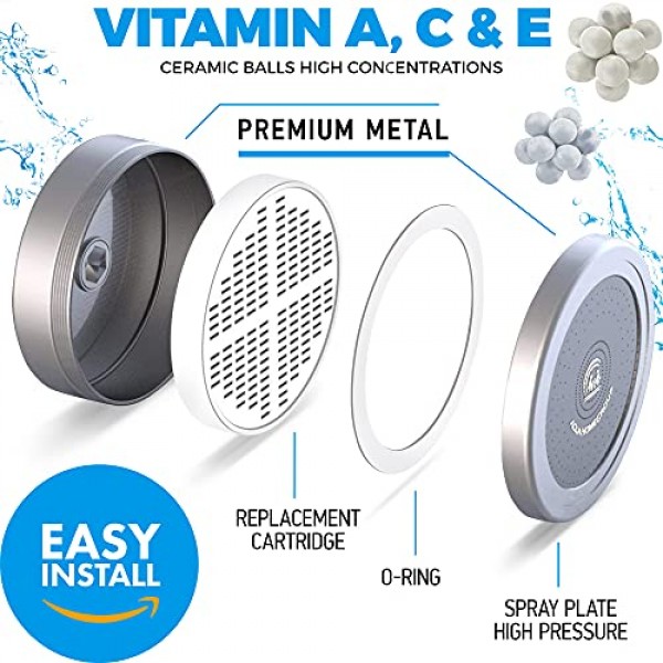 AquaHomeGroup Luxury Filtered Shower Head Set 20 Stage Shower Filt...