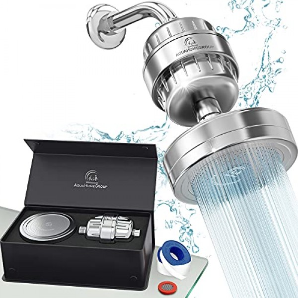 AquaHomeGroup Luxury Filtered Shower Head Set 20 Stage Shower Filt...