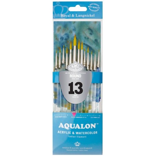 Aqualon Royal and Langnickel Short Handle Paint Brush Set, Round, ...