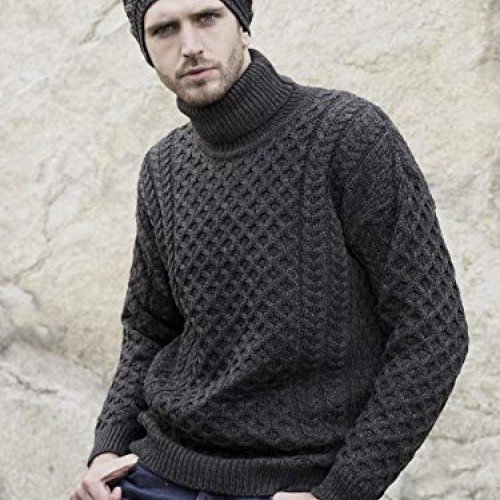 Aran Crafts Unisex Irish Fisherman Soft Knit Roll Neck Sweater R1...