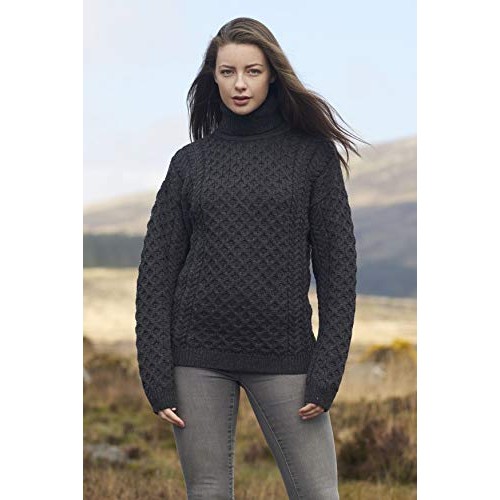 Aran Crafts Unisex Irish Fisherman Soft Knit Roll Neck Sweater R1...