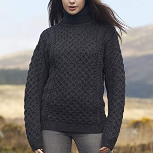 Aran Crafts Unisex Irish Fisherman Soft Knit Roll Neck Sweater R1...