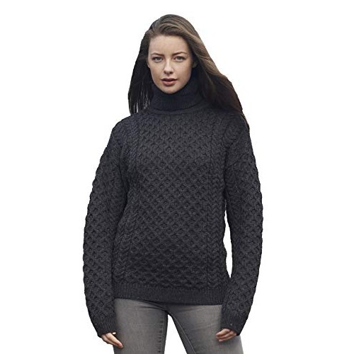 Aran Crafts Unisex Irish Fisherman Soft Knit Roll Neck Sweater R1...