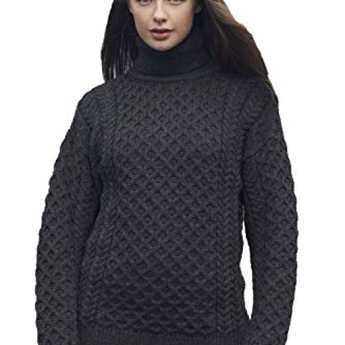 Aran Crafts Unisex Irish Fisherman Soft Knit Roll Neck Sweater R1...