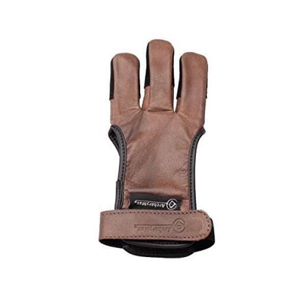 ArcheryMax Handmade Brown Leather Three Finger Archery Gloves 