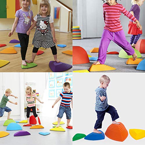 ARELUX Balance Stepping Stones 12 Pieces,Plastic River Stones with...