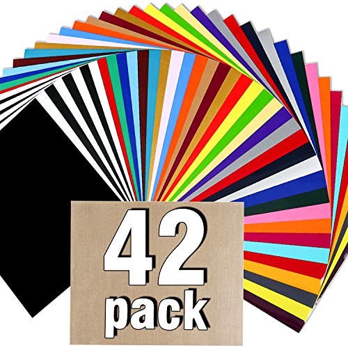 HTV Heat Transfer Vinyl Bundle : 42 Pack 12 x 10 Sheets Iron on ...