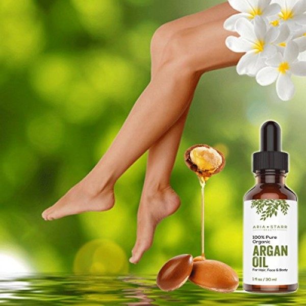 Aria Starr Beauty ORGANIC Argan Oil For Hair, Skin, Face, Nails, B...