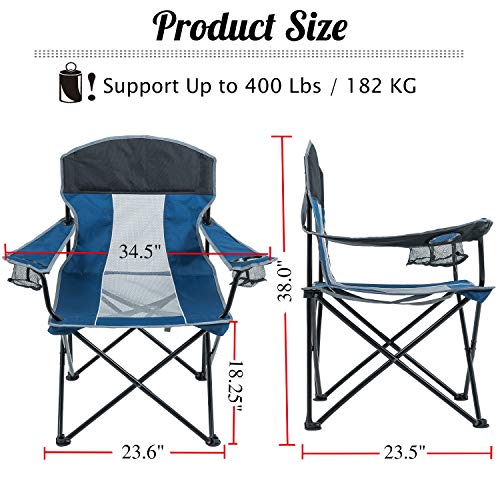 Camping Chair for Adults Heavy Duty 400lb Capacity Mesh Back Porta...