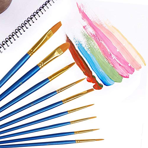 Acrylic Paint Brush Set, 6 Packs / 60 pcs Nylon Hair Brushes for A...