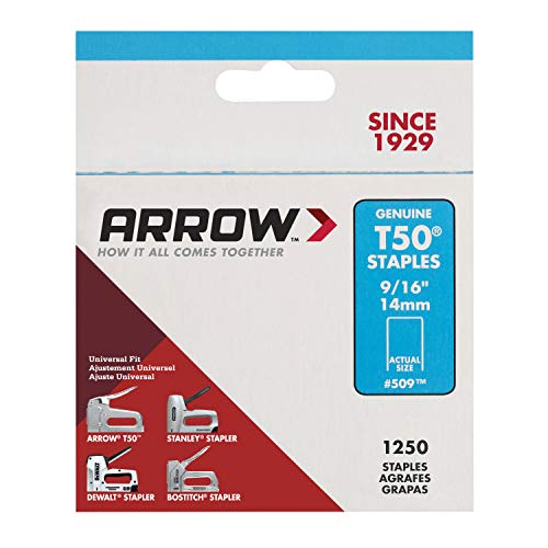Arrow 509 Genuine T50 9/16-Inch Staples, 1,250-Pack