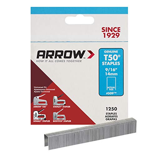 Arrow 509 Genuine T50 9/16-Inch Staples, 1,250-Pack