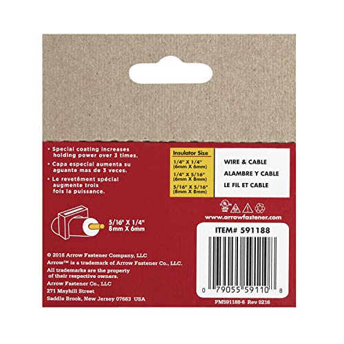 Arrow 591188 1/4-Inch by 5/16-Inch Clear Insulated Staples