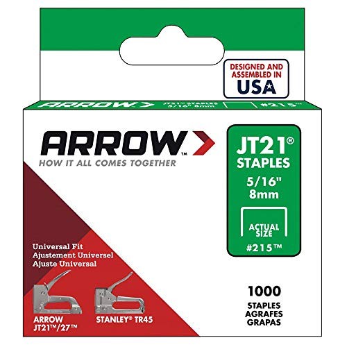 Arrow Fastener 215 Genuine JT21/T27 5/16-Inch Staples, 1,000-Pack