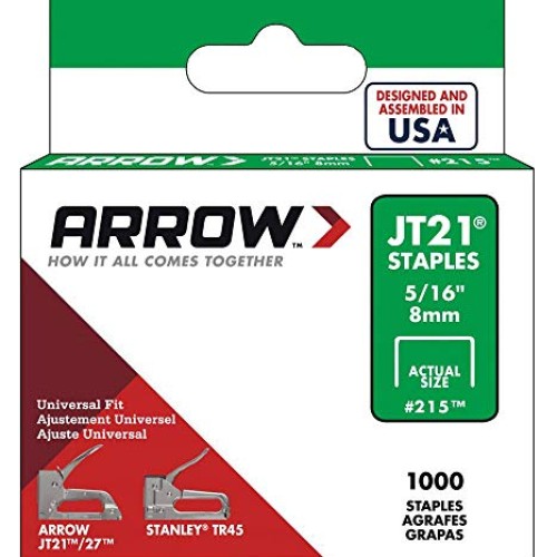Arrow Fastener 215 Genuine JT21/T27 5/16-Inch Staples, 1,000-Pack