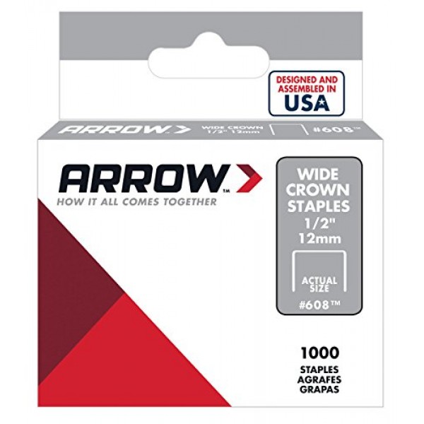 Arrow Fastener 608 Wide Crown Swingline Style Heavy Duty 1/2-Inch ...