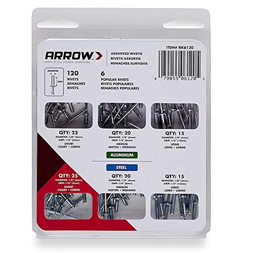Arrow Fastener RK6120 Rivet Assortment Kit, 120-Pack