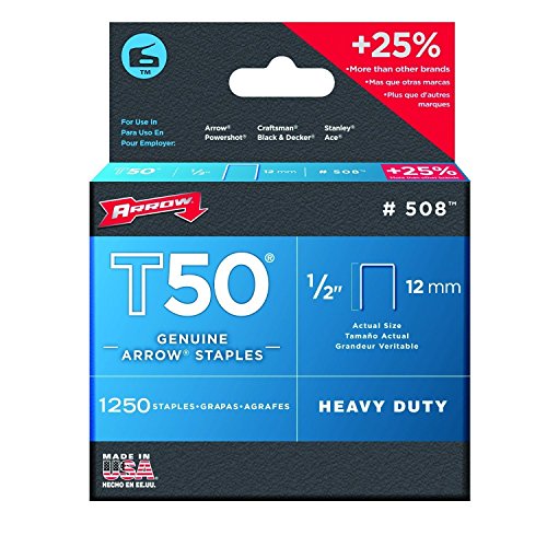 Arrow Fastener T50 3/8 in. W x 1/2 in. L 18 Ga. Flat Crown Heavy D...