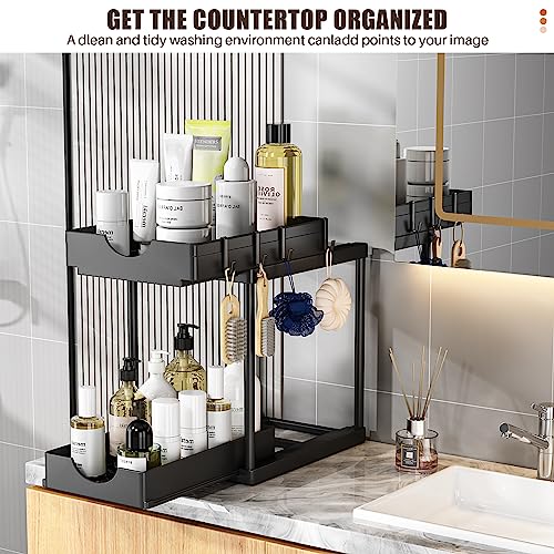 ARSTPEOE 2 Pack Double Sliding Under Sink Organizers and Storage,T...
