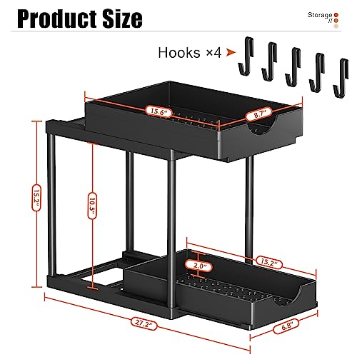 ARSTPEOE 2 Pack Double Sliding Under Sink Organizers and Storage,T...