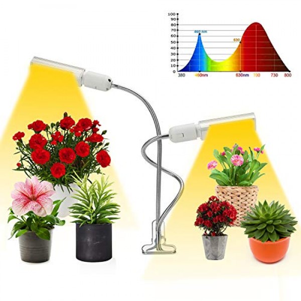 Grow Light, 50W Best Sunlight Full Spectrum Growth lamp, Dual Head...