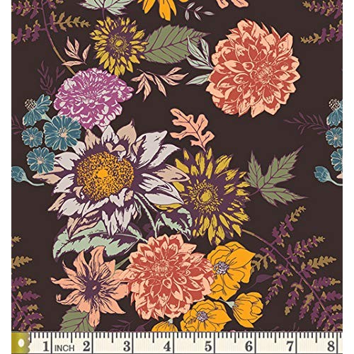 Modern Brown Floral Quilting Fabric | Maureen Cracknell | Fabric b...