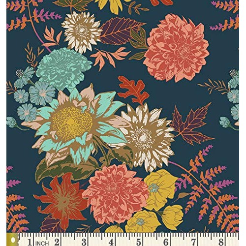 Modern Navy Floral Quilting Fabric | Maureen Cracknell | Fabric by...