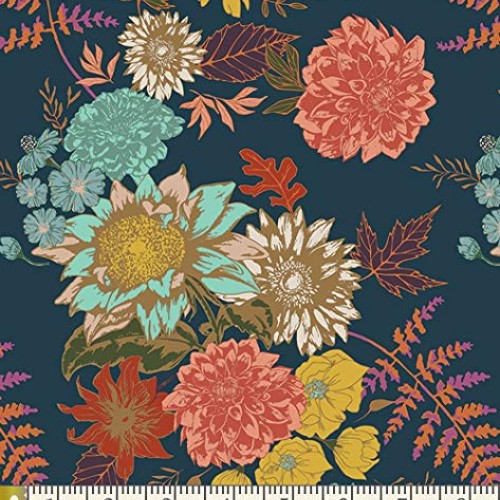 Modern Navy Floral Quilting Fabric | Maureen Cracknell | Fabric by...