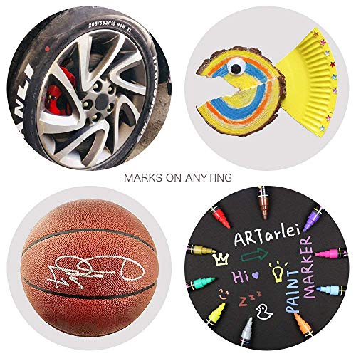 ARTarlei Permanent Paint Markers | Medium Point,Safe to Kids, 12 V...