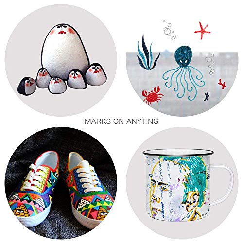 ARTarlei Permanent Paint Markers | Medium Point,Safe to Kids, 12 V...