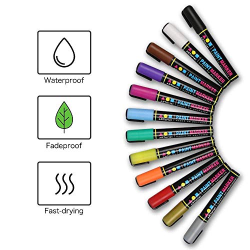 ARTarlei Permanent Paint Markers | Medium Point,Safe to Kids, 12 V...
