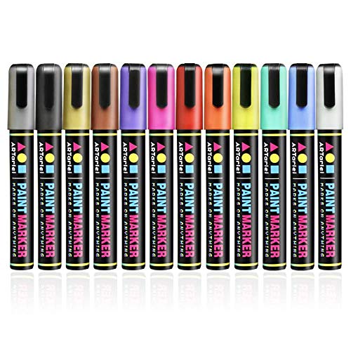 ARTarlei Permanent Paint Markers | Medium Point,Safe to Kids, 12 V...