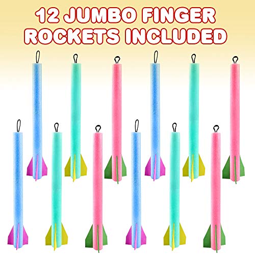 ArtCreativity Jumbo Foam Finger Rockets, Pack of 12, Slingshot Fly...