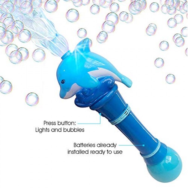 ArtCreativity Light Up Dolphin Bubble Blower Wand - 11.5 Inch Illu...