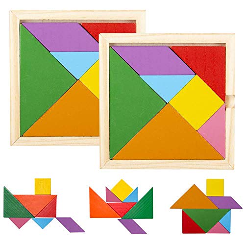 ArtCreativity Wooden Tangram Puzzles for Kids, Set of 6, Wood Tang...