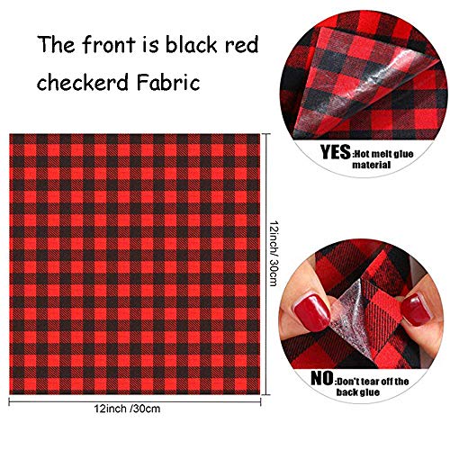 Buffalo Plaid Heat Transfer Vinyl Patches Black Red Checked Iron O...