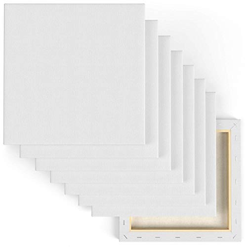 Arteza 10x10 Stretched White Blank Canvas, Bulk Pack of 8, Pri...