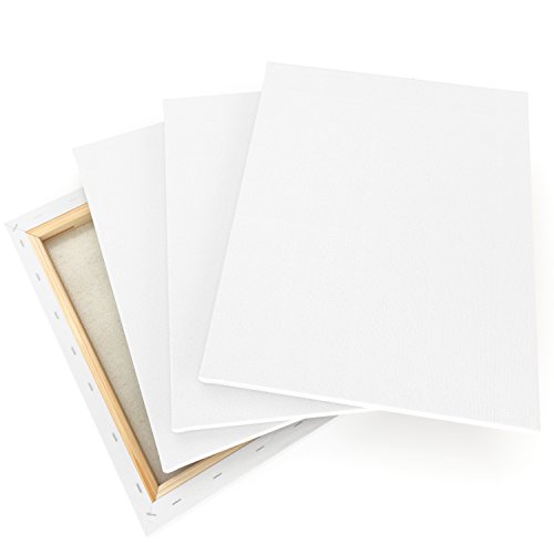 Arteza 11x14 Stretched White Blank Canvas, Bulk Pack of 8, Primed...